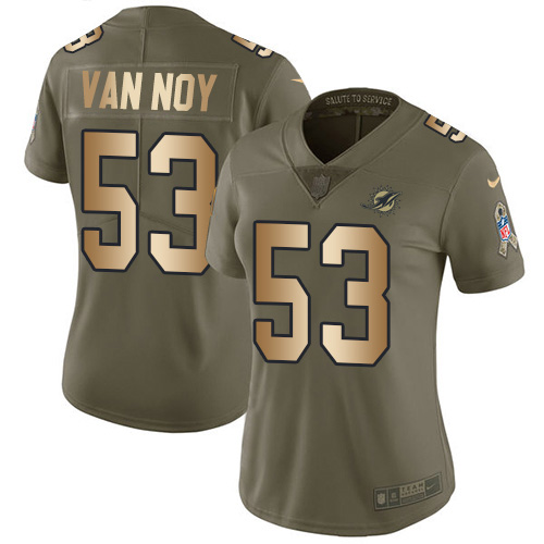 Nike Miami Dolphins #53 Kyle Van Noy Olive Gold Women Stitched NFL Limited 2017 Salute To Service Jersey->women nfl jersey->Women Jersey